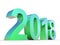 Conceptual 2018 year of shiny green metal font