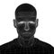 Conceptual 3D wireframe human male or man face or head