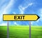 Conceptual arrow sign against beautiful landscape with text - EXIT