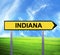 Conceptual arrow sign against beautiful landscape with text - INDIANA