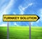 Conceptual arrow sign against beautiful landscape with text - TURNKEY SOLUTION