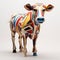 Conceptual Art Cow: A Colorful Wooden Sculpture Inspired By Picasso