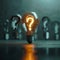 Conceptual brilliance Glowing lightbulb and question marks for creative problem solving
