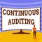 Conceptual caption Continuous Auditing. Internet Concept Internal process that examines accounting practices Man