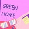 Conceptual caption Green Home. Internet Concept An area filled with plants and trees where you can relax Paper sitting