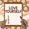 Conceptual caption Love Yourself. Business idea have self respect positive image and unconditional acceptance Drawing Of