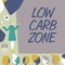 Conceptual caption Low Carb Zone. Internet Concept Healthy diet for losing weight eating more proteins sugar free Lady