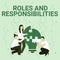 Conceptual caption Roles And Responsibilities. Business overview Business functions and professional duties Employee