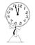 Conceptual Cartoon of Businessman Carry Large Clock