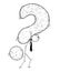 Conceptual Cartoon of Businessman Carry Large Question Mark