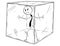 Conceptual Cartoon of Businessman Imprisoned Inside the Glass Bubble Cube