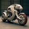 Conceptual design of a sports motorcycle in the shape of a tiger.