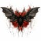 Conceptual Digital Art: Black Bat With Red Wings - Symbolic And Textured Illustration