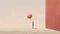 Conceptual Digital Art: A Man Standing By A Pink Balloon