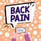 Conceptual display Back Pain. Business concept Soreness of the bones felt at the lower back portion of the body