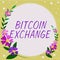 Conceptual display Bitcoin Exchange. Business overview digital marketplace where traders can buy and sell bitcoins