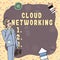 Conceptual display Cloud Networking. Business concept sourcing and utilization of one or more network resources