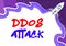 Conceptual display Ddos Attack. Conceptual photo disturbed access to the normal server caused by malicious system Typing
