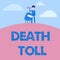 Conceptual display Death Toll. Business overview the number of deaths resulting from a particular incident Man