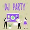 Conceptual display Dj Party. Word Written on person who introduces and plays recorded popular music on radio Employee