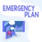 Conceptual display Emergency Plan. Business showcase instructions that outlines what workers should do in danger Two