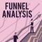 Conceptual display Funnel Analysis. Business approach mapping and analyzing a series of events towards a goal Arrows