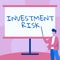 Conceptual display Investment Risk. Word for potential financial loss inherent in an investment decision Teacher In