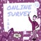 Conceptual display Online Survey. Conceptual photo Reappraisal Feedback Poll Satisfaction Rate Testimony Gentleman