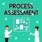 Conceptual display Process Assessment. Conceptual photo disciplined examination of the action by an organization