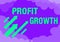 Conceptual display Profit Growth. Business idea Objectives Interrelation of Overall Sales Market Shares Arrows moving