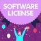 Conceptual display Software License. Conceptual photo legal instrument governing the redistribution of software Man