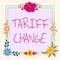 Conceptual display Tariff Change. Business showcase Amendment of Import Export taxes for goods and services Frame