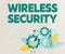 Conceptual display Wireless Security. Business showcase prevention of unauthorized access or damage to computers