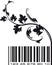 Conceptual ecological illustration barcode with floral branch.