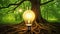 Conceptual Ecology Lightbulb in Forest