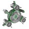 Conceptual electronic cyber eye on white background. Mechanical artificial robot detail closeup. Green color. 3d render.