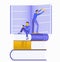 Conceptual flat illustration about reading books. Obtaining knowledge, rest, training, obtaining information. People read books, t