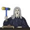 Conceptual funny illlustration of a judge holding a rubber hammer