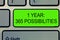 Conceptual hand writing showing 1 Year 365 Possibilities. Business photo text Beginning of a New Day Lots of Chances to Start