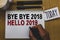 Conceptual hand writing showing Bye Bye 2018 Hello 2019. Business photo text Starting new year Motivational message 2018 is over W