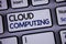 Conceptual hand writing showing Cloud Computing. Business photo showcasing Online Information Storage Virtual Media Data Server Te