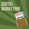 Conceptual hand writing showing Digital Marketing. Business photo showcasing market products or services using