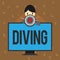 Conceptual hand writing showing Diving. Business photo text sport or activity of swimming into water using oxygen and