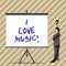 Conceptual hand writing showing I Love Music. Business photo text Having affection for good sounds lyric singers