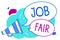 Conceptual hand writing showing Job Fair. Business photo text An event where a person can apply for a job in multiple companies Me