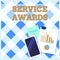 Conceptual hand writing showing Service Awards. Business photo text Recognizing an employee for his or her longevity or