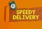 Conceptual hand writing showing Speedy Delivery. Business photo showcasing provide products in fast way or same day shipping