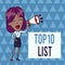 Conceptual hand writing showing Top 10 List. Business photo text the ten most important or successful items in a