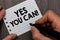Conceptual hand writing showing Yes You Can. Business photo showcasing Positivity Encouragement Persuade Dare Confidence Uphold Ma