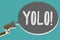 Conceptual hand writing showing Yolo. Business photo text stand for You only live once popular phase among students and